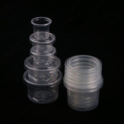 ฝาถ้วยพลาสติกส่วนถ้วย Jello Shot สำหรับขนมขบเคี้ยวซอสสุ่มตัวอย่าง