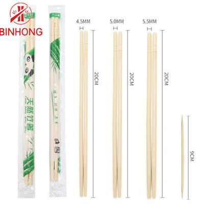 ตะเกียบไม้ไผ่แบบใช้แล้วทิ้งกลมสีธรรมชาติ 18 ซม