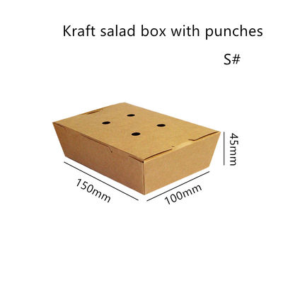 สลัดกระดาษคราฟท์ Take Away Box ไมโครเวฟทิ้งพร้อม Punches