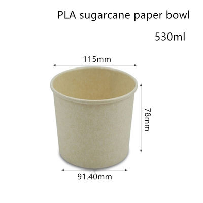 ที่ย่อยสลายได้ PLA กระดาษน้ำตาลอ้อยชามซุป Takeaway