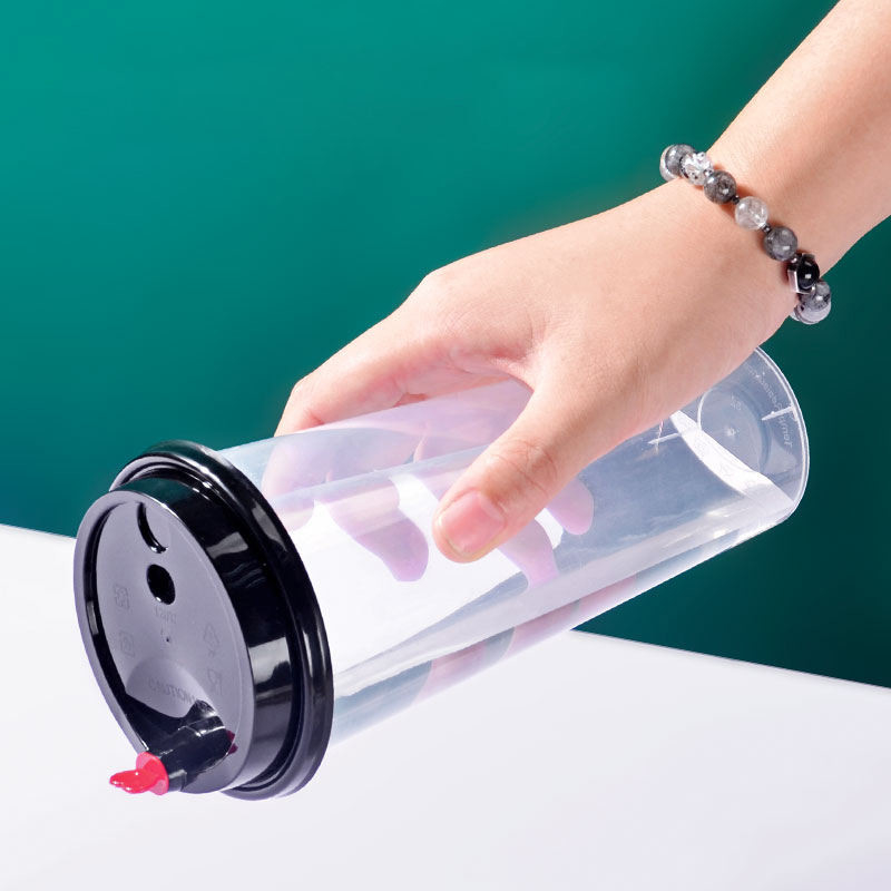 Lid Clear Pp Boba Bubble ถ้วยพลาสติกที่ใช้แล้วทิ้งโลโก้ที่กำหนดเองพิมพ์สำหรับเครื่องดื่มร้อนเย็น