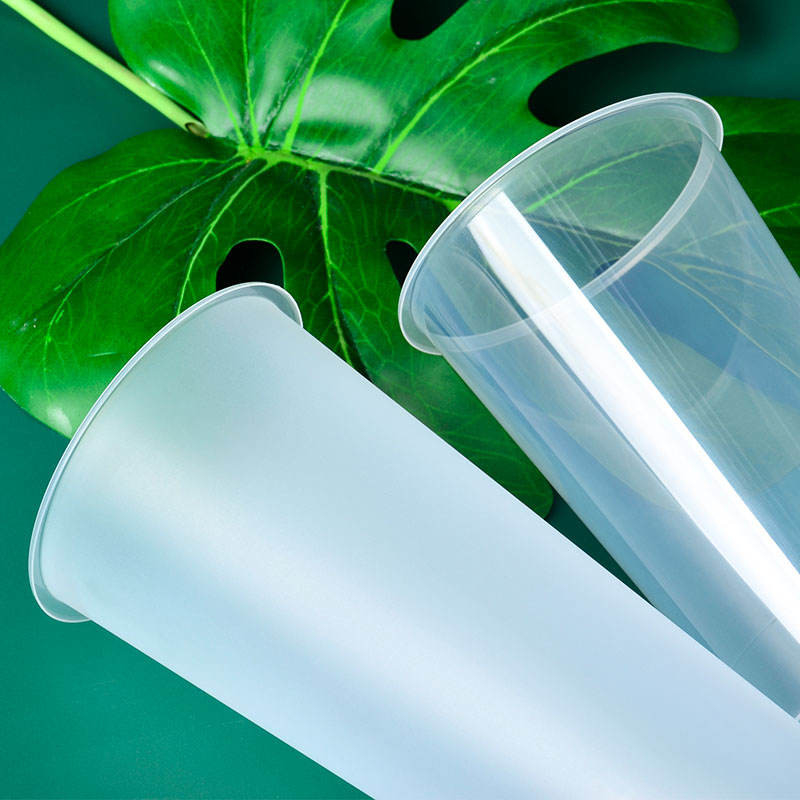 Lid Clear Pp Boba Bubble ถ้วยพลาสติกที่ใช้แล้วทิ้งโลโก้ที่กำหนดเองพิมพ์สำหรับเครื่องดื่มร้อนเย็น