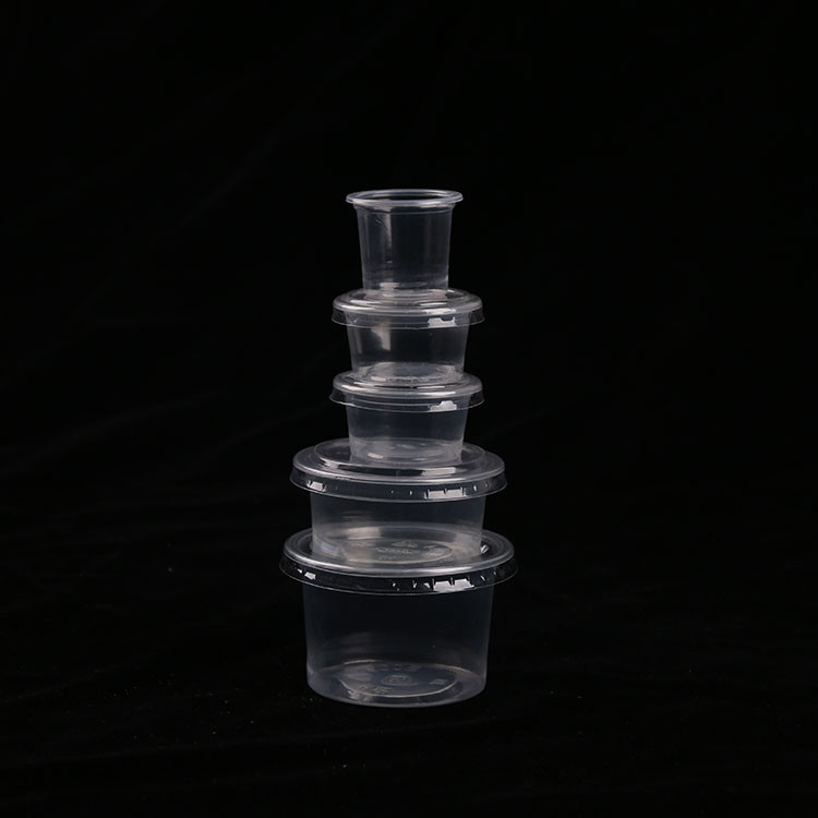 ถ้วยซอสพลาสติกใส OEM ODM ทิ้งสีดำรั่วทนสำหรับ Chutney Souffle