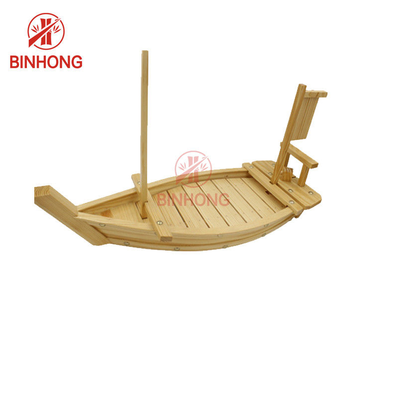 ถาดซูชิเรือไม้ไผ่ธรรมชาติ 23 นิ้ว 100% สำหรับร้านอาหาร