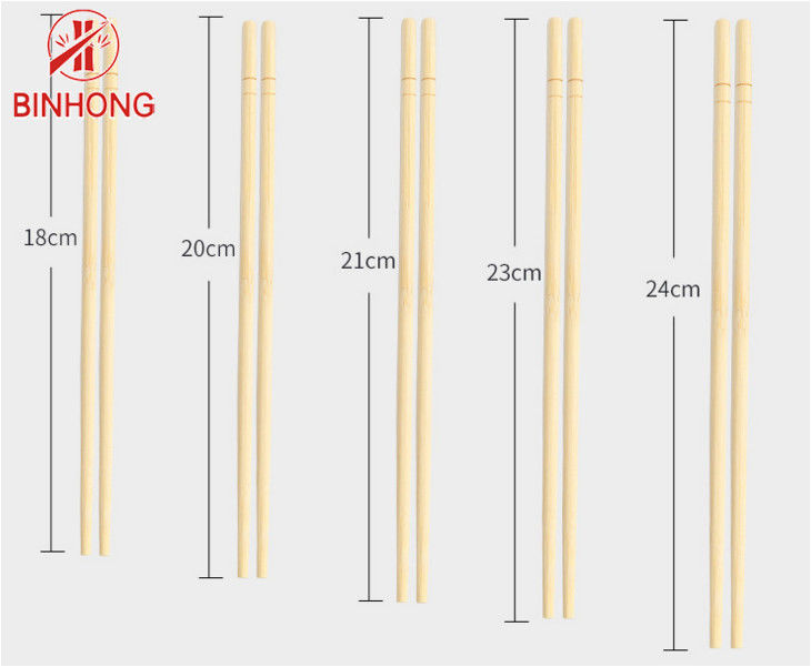 ตะเกียบไม้ไผ่แบบใช้แล้วทิ้งกลมสีธรรมชาติ 18 ซม