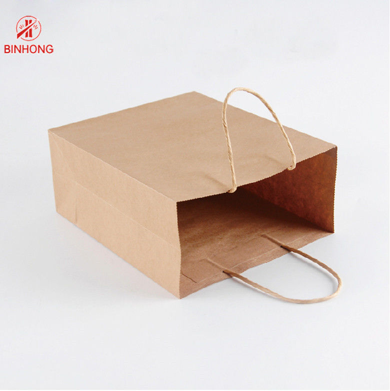 นำกลับมาใช้ใหม่มือจับแบนพิมพ์เฟล็กโซถุงกระดาษคราฟท์