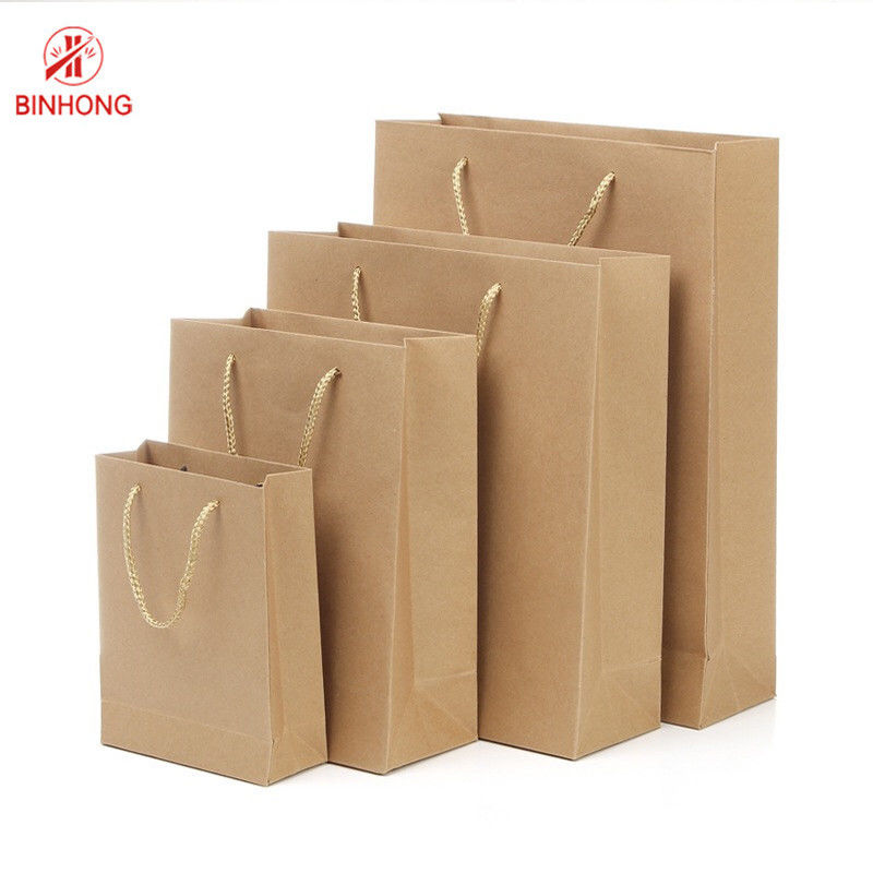 เป็นมิตรกับสิ่งแวดล้อม 110gsm 16x6x12 '' ถุงคราฟท์รีไซเคิล