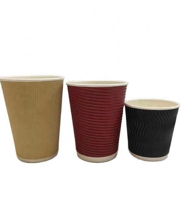 ถ้วยกระดาษกาแฟแบบใช้แล้วทิ้ง 8oz Ripple ย่อยสลายได้ทางชีวภาพ