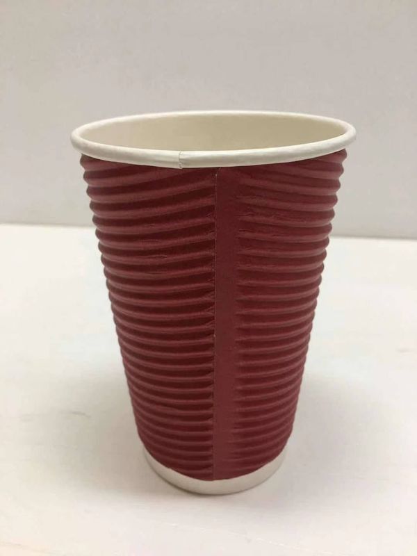 ถ้วยกระดาษกาแฟแบบใช้แล้วทิ้ง 8oz Ripple ย่อยสลายได้ทางชีวภาพ