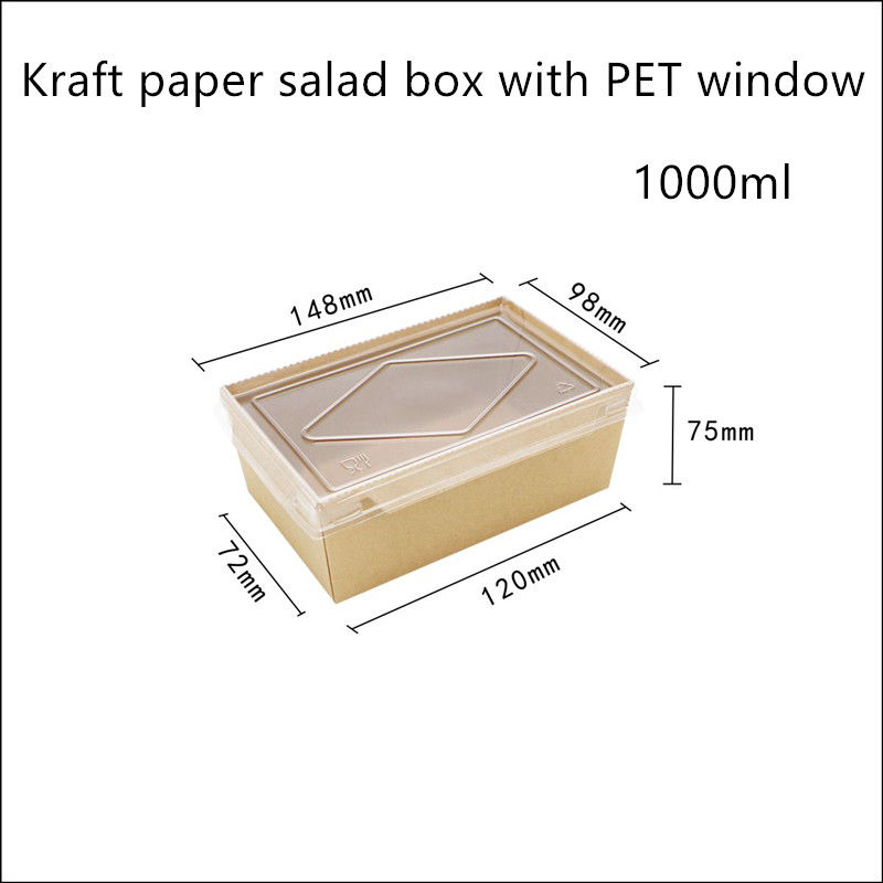 กระดาษคราฟท์ฝา PET ภาชนะบรรจุอาหารแบบใช้แล้วทิ้ง 2100 1600 1400ml