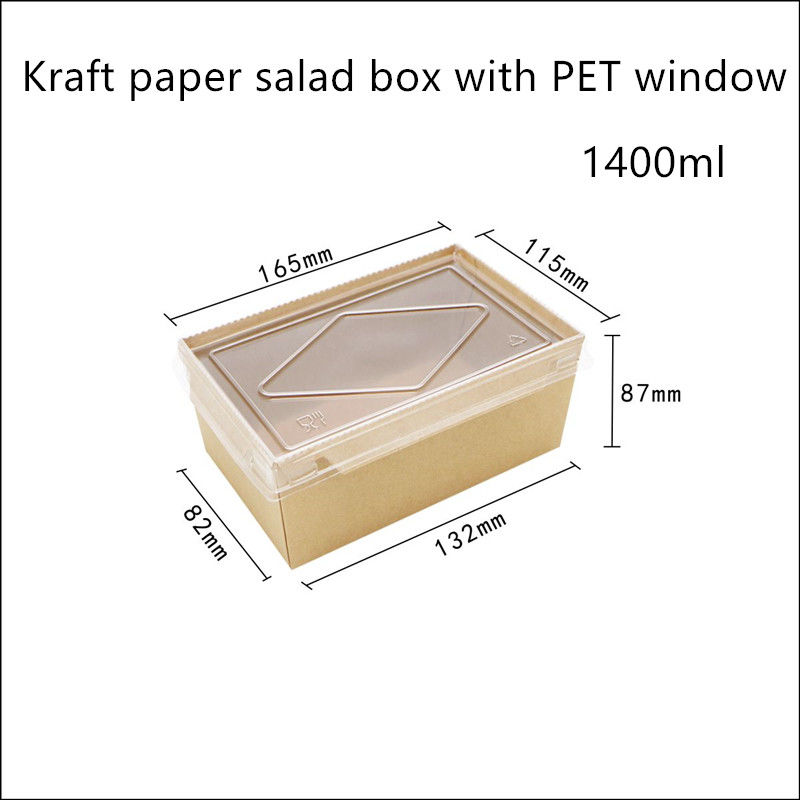 กระดาษคราฟท์ฝา PET ภาชนะบรรจุอาหารแบบใช้แล้วทิ้ง 2100 1600 1400ml