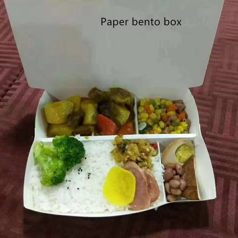 กระดาษคราฟท์ทรงสี่เหลี่ยมผืนผ้า Take Away Box ย่อยสลายได้พร้อมฝา PET