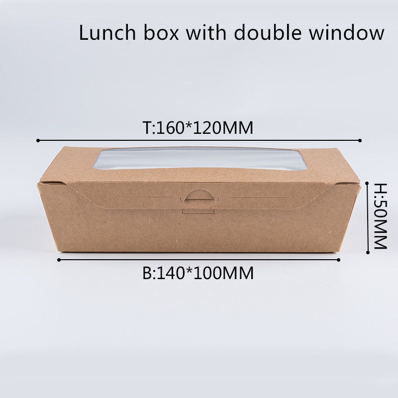 กล่องอาหารกลางวันกระดาษคราฟท์ 1200ml 337 380400gsm พร้อมหน้าต่าง PET