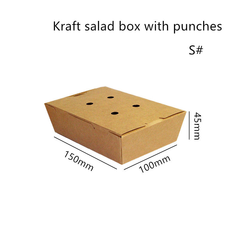สลัดกระดาษคราฟท์ Take Away Box ไมโครเวฟทิ้งพร้อม Punches