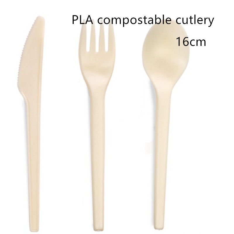 ช้อนมีด CPLA ย่อยสลายได้และส้อมสำหรับมื้อกลางวัน