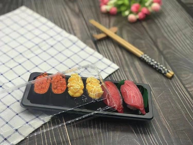 ถาดซูชิพลาสติกฝาใสเกรดอาหารทิ้ง