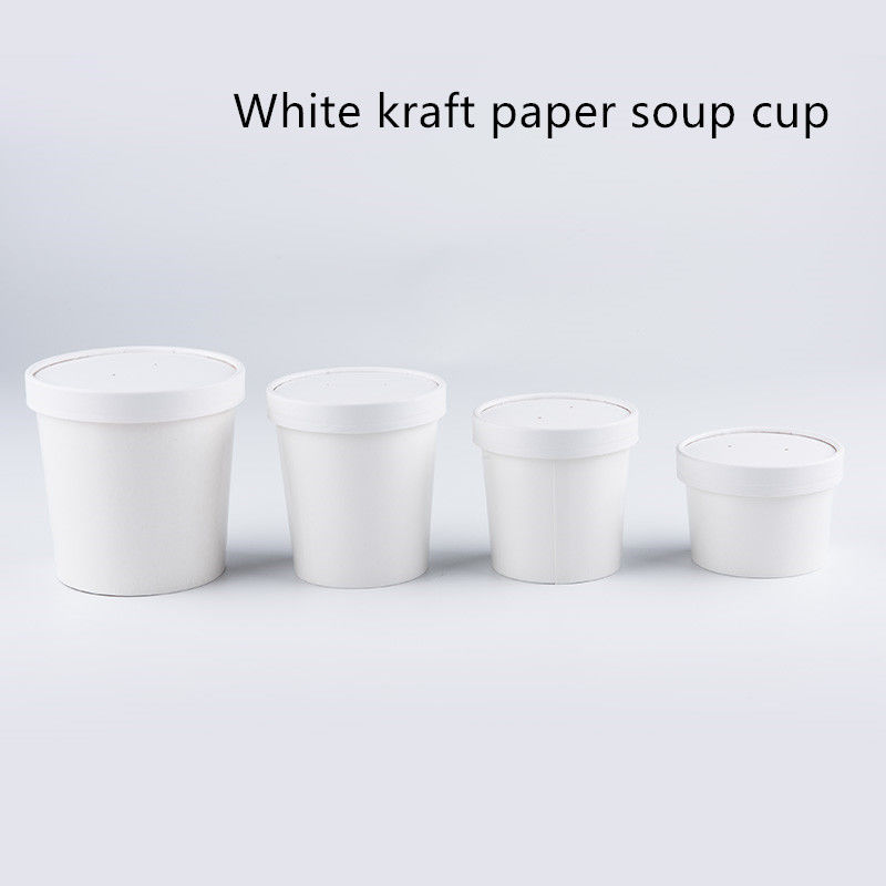 กระดาษคราฟท์สีขาวขนาด 12oz 16oz 320gsm Eco Takeaway