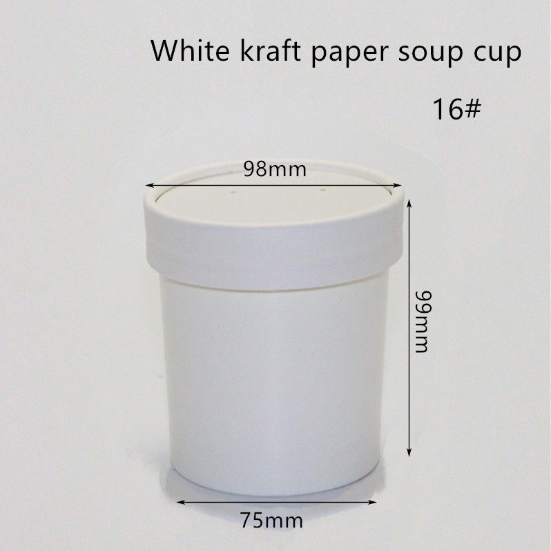 กระดาษคราฟท์สีขาวขนาด 12oz 16oz 320gsm Eco Takeaway