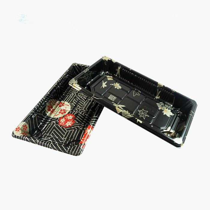 OEM PS ถาดซูชิพลาสติกแบบใช้แล้วทิ้งพร้อมฝาปิดป้องกันหมอก
