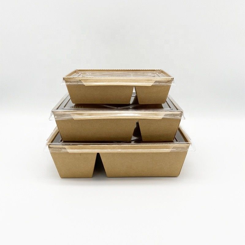 กระดาษคราฟท์ Take Away ภาชนะบรรจุอาหารแบบใช้แล้วทิ้งที่มีฝาปิดโปร่งใส