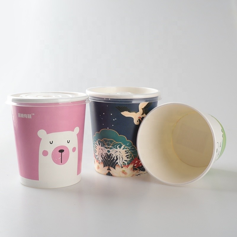 กระดาษคราฟท์ Single Wall Ice Cream Cup ย่อยสลายได้ 7oz 32oz